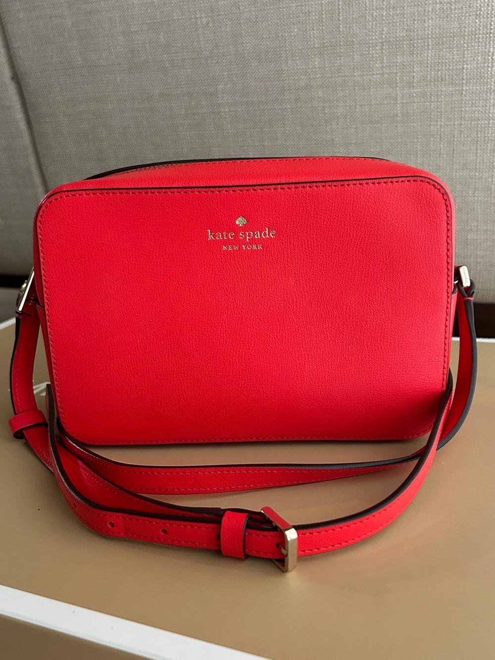 kate spade vibrant apple red leather crossbody